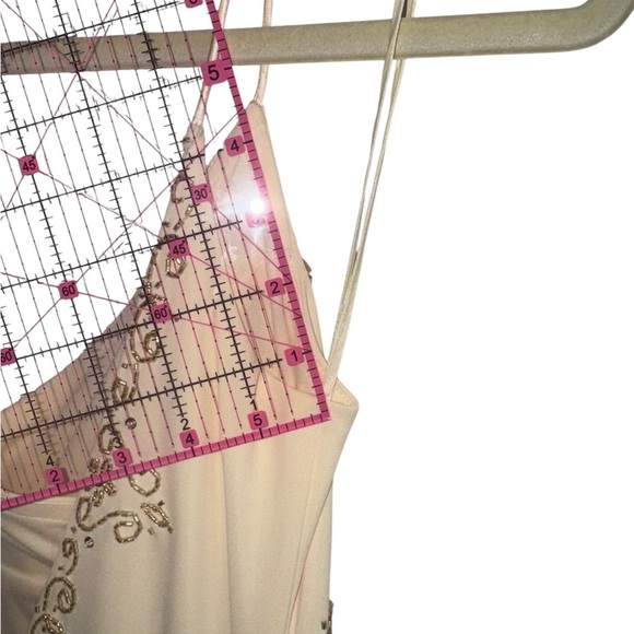 Dave & Johnny Beaded Formal Dress Champagne Yellow/Gold Size 5/6 - Picture 8 of 14